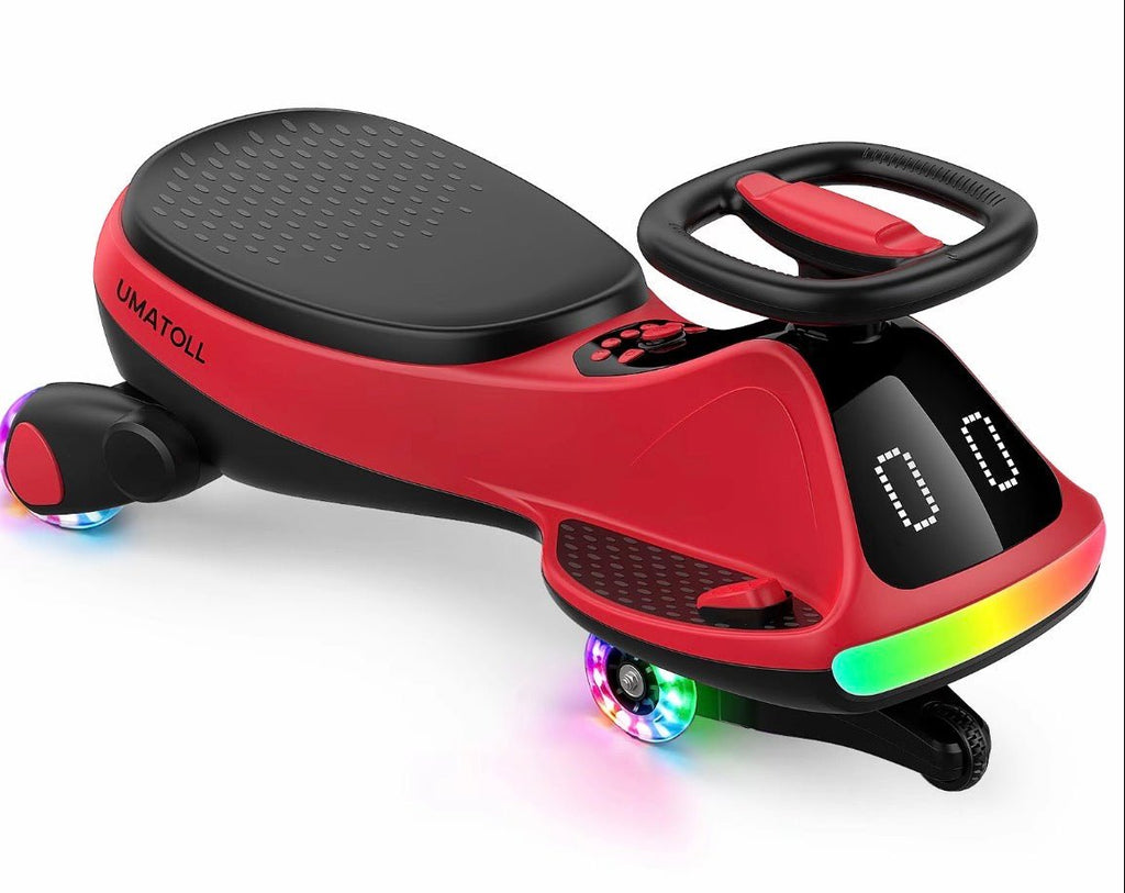Umatoll 12V Electric Wiggle Twist Car, Ride on Toy with Pedal, Digital Display, Adjustable RGBIC LED Lights & Bluetooth, Kids Birthday Gift for Boys Girls - S7teestore