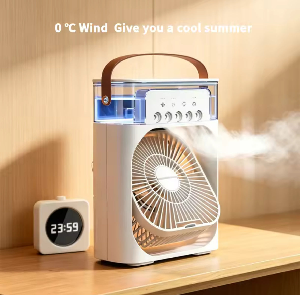 Portable Water Mist Spray Fan USB - 3 Speed Desktop Humidifier Cooler | Mini Personal Air Conditioner for Office Dorm Bedroom - Fast shipping worldwide free