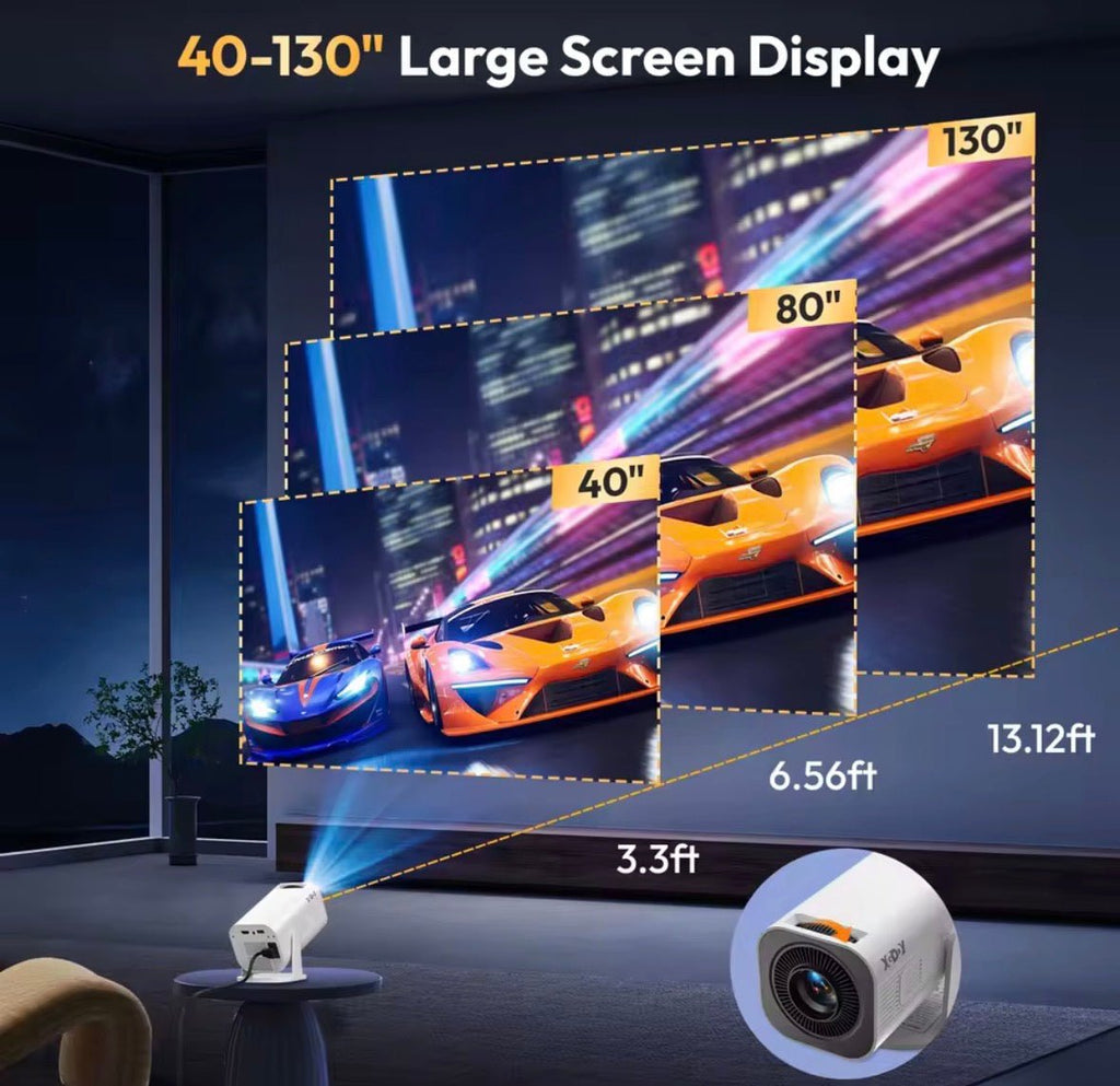 Xgody Gimbal 3 Pro Projector 4K Wifi6 Android Mini Beamer 300 Ansi Dual Wifi Bt5.4 1280*720P Home Theater Outdoor Portable - S7teestore
