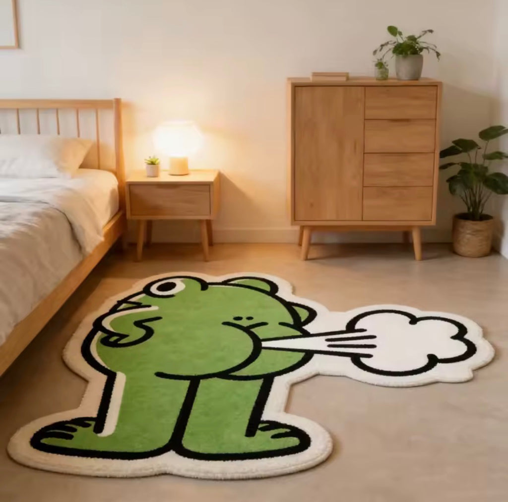 Weird Fart Frog Shaped Carpet 120x120cm Soft Fun Rug Kid Room Bedroom Decor Gift