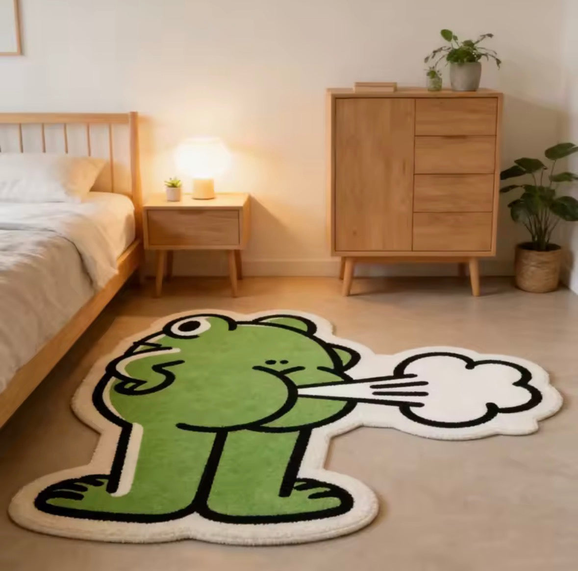 Weird Fart Frog Shaped Carpet 120x120cm Soft Fun Rug Kid Room Bedroom Decor Gift