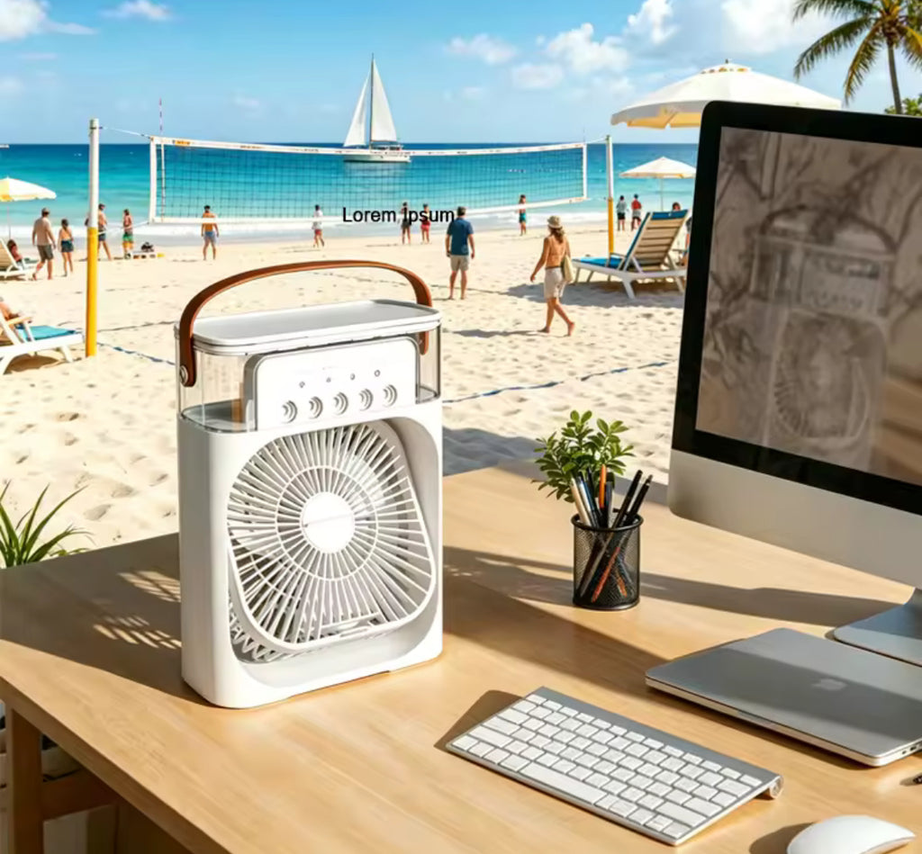 Portable Water Mist Spray Fan USB - 3 Speed Desktop Humidifier Cooler | Mini Personal Air Conditioner for Office Dorm Bedroom - Fast shipping worldwide free