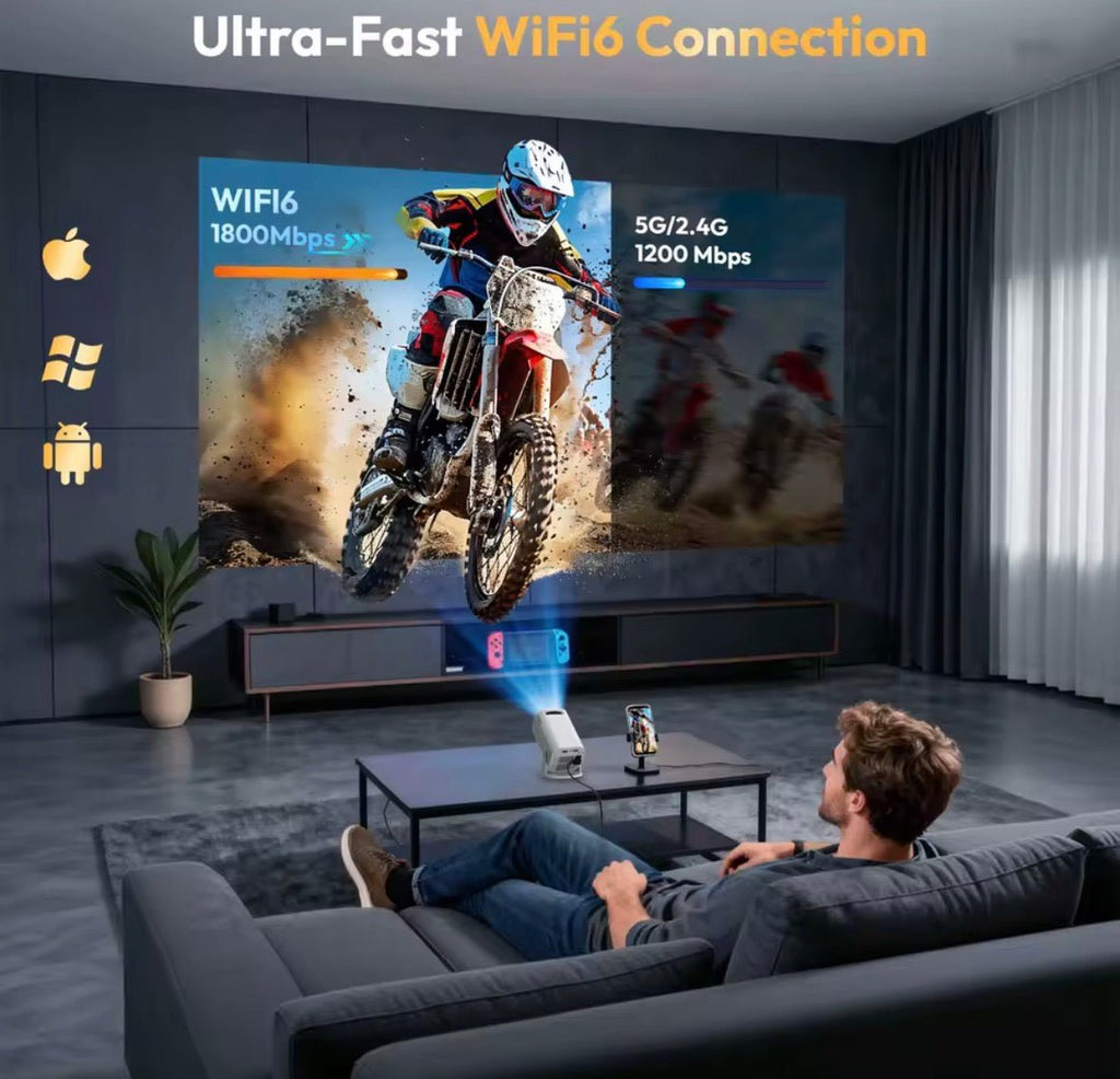 Xgody Gimbal 3 Pro Projector 4K Wifi6 Android Mini Beamer 300 Ansi Dual Wifi Bt5.4 1280*720P Home Theater Outdoor Portable - S7teestore