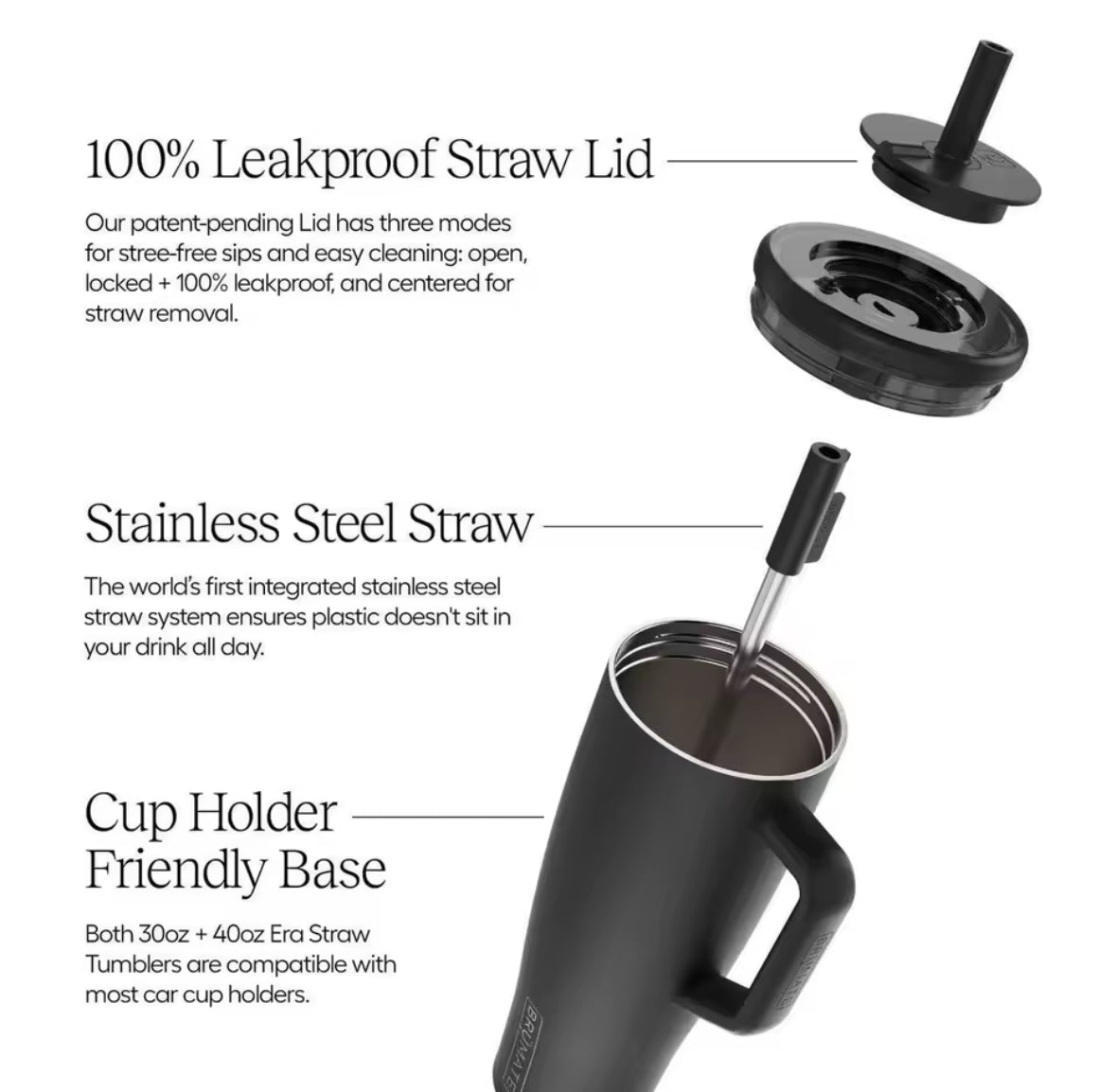 BruMate 30/40 oz Tumbler with Handle and Straw Thermos Cup with Handle Tumbler Cup Coffee Insulated Bottle Car Vacuum Flasks - S7teestore