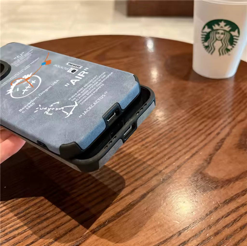 Travis Scott Luxury Sneaker Skateboard Phone Case | Premium Suede Leather for iPhone 11-17 Pro Max