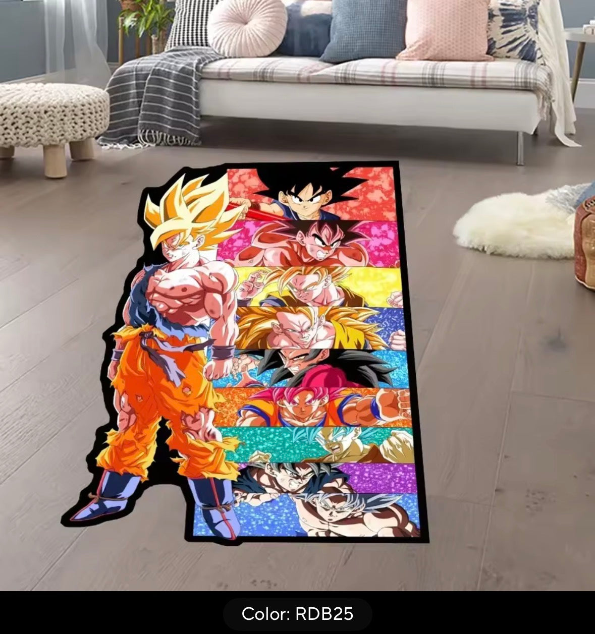 Irregular Area Rugs Anime Dragon Ball Z Goku Different Forms Custom Rug Handmade Carpet Area Rug for Home Decor