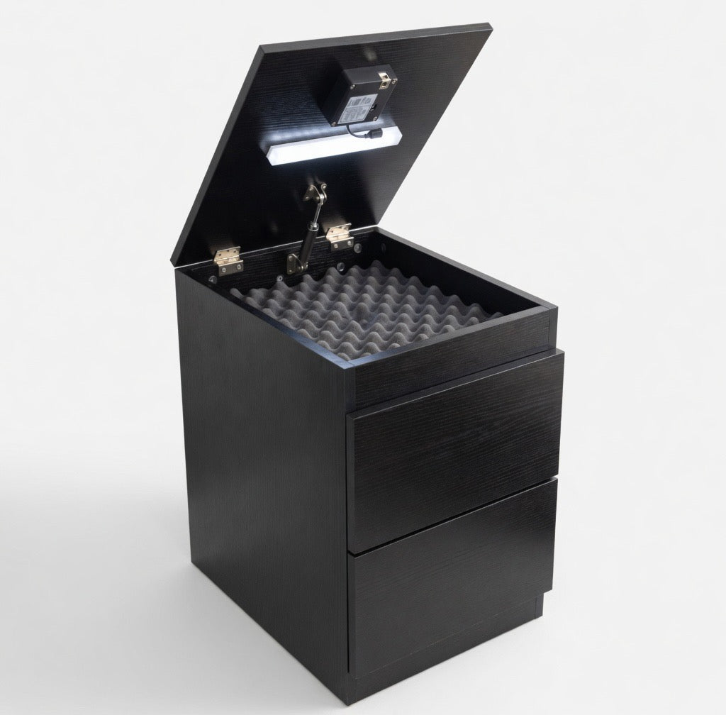 Modern Wood Nightstand with Secret Compartment & Electronic Lock | Hidden Jewelry Organizer Drawer Cabinet Storage | OverSeas Shipping Worldwide approx 8-16 days |