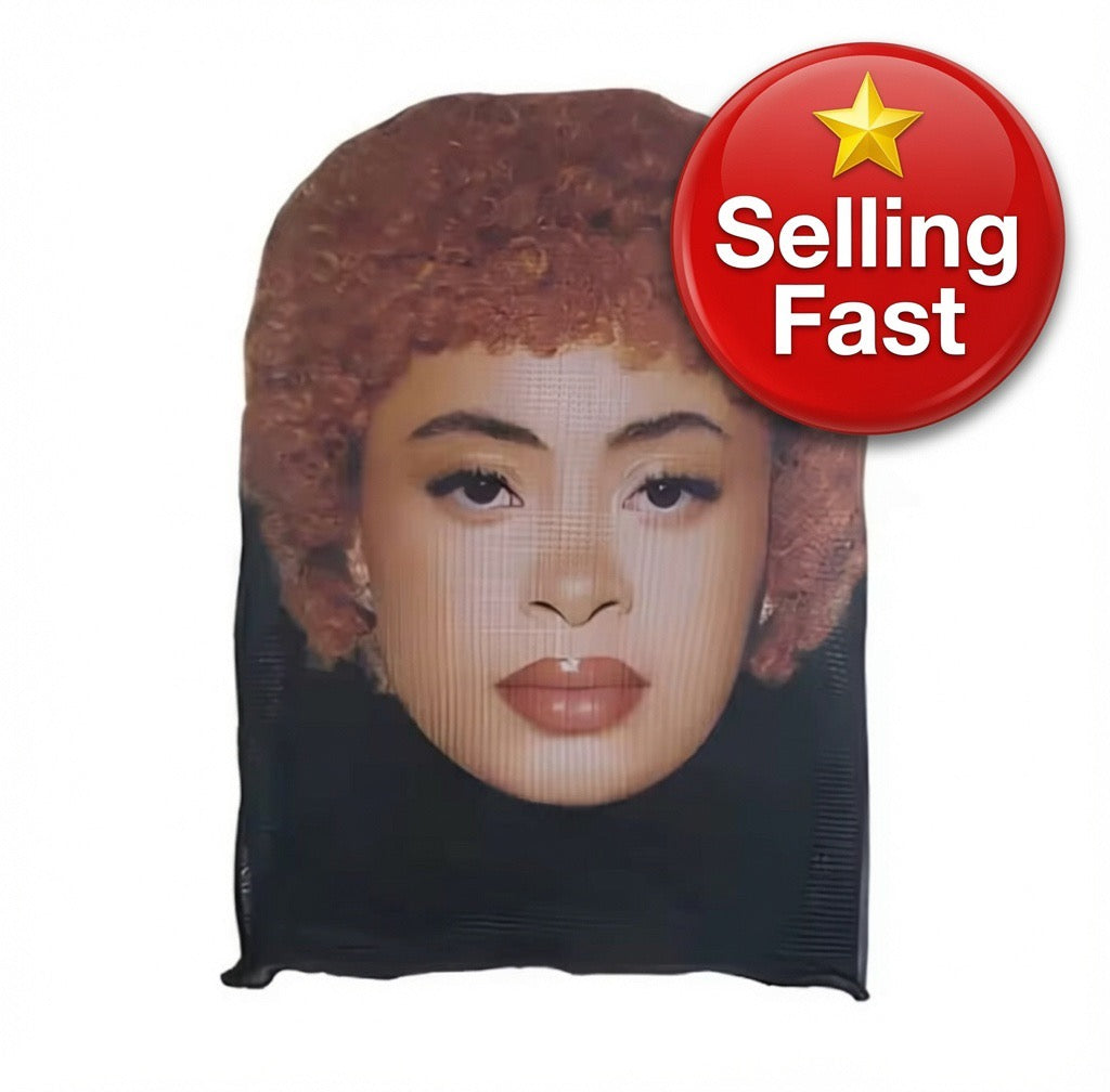 Ice spice rapper Realistic Curly Hair Woman Full Face Mesh Mask - Selling Fast