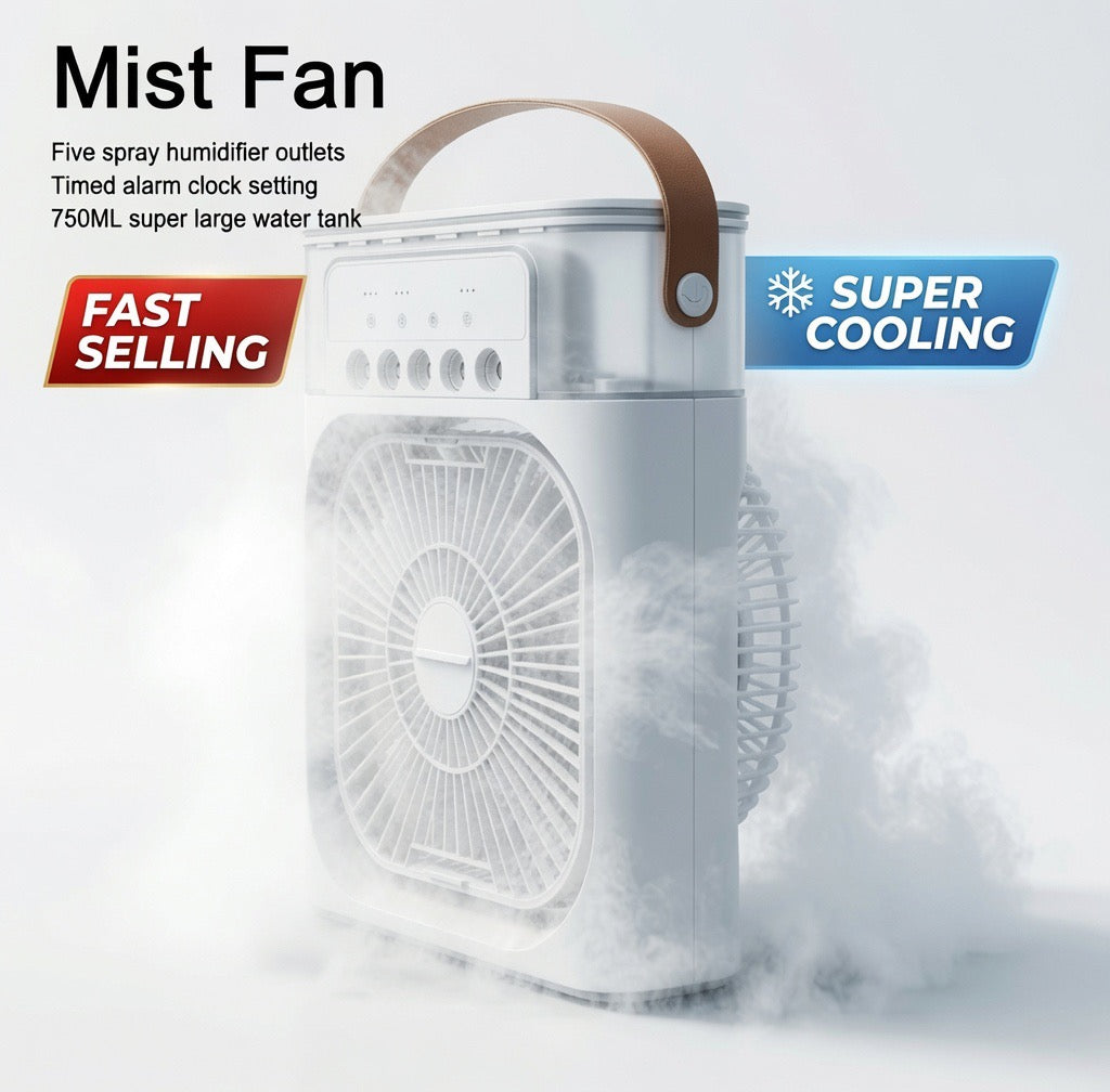 Portable Water Mist Spray Fan USB - 3 Speed Desktop Humidifier Cooler | Mini Personal Air Conditioner for Office Dorm Bedroom - Fast shipping worldwide free
