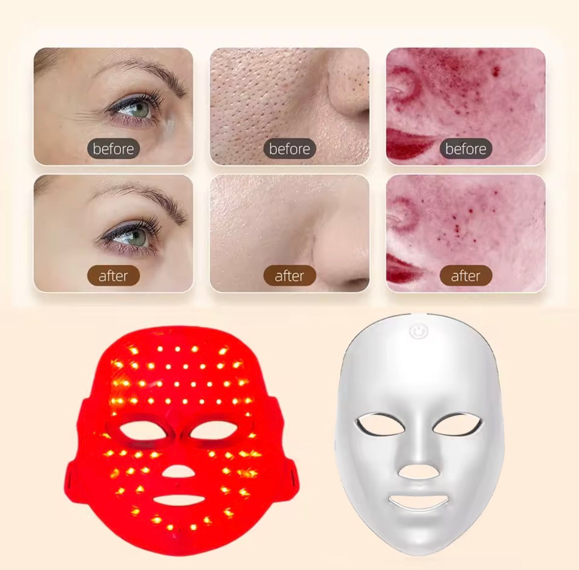 Rechargeable 7-Color LED Photon Facial Mask | Light Therapy Skin Rejuvenation, Face Lifting & Whitening Beauty Device | 400mAh Home Use