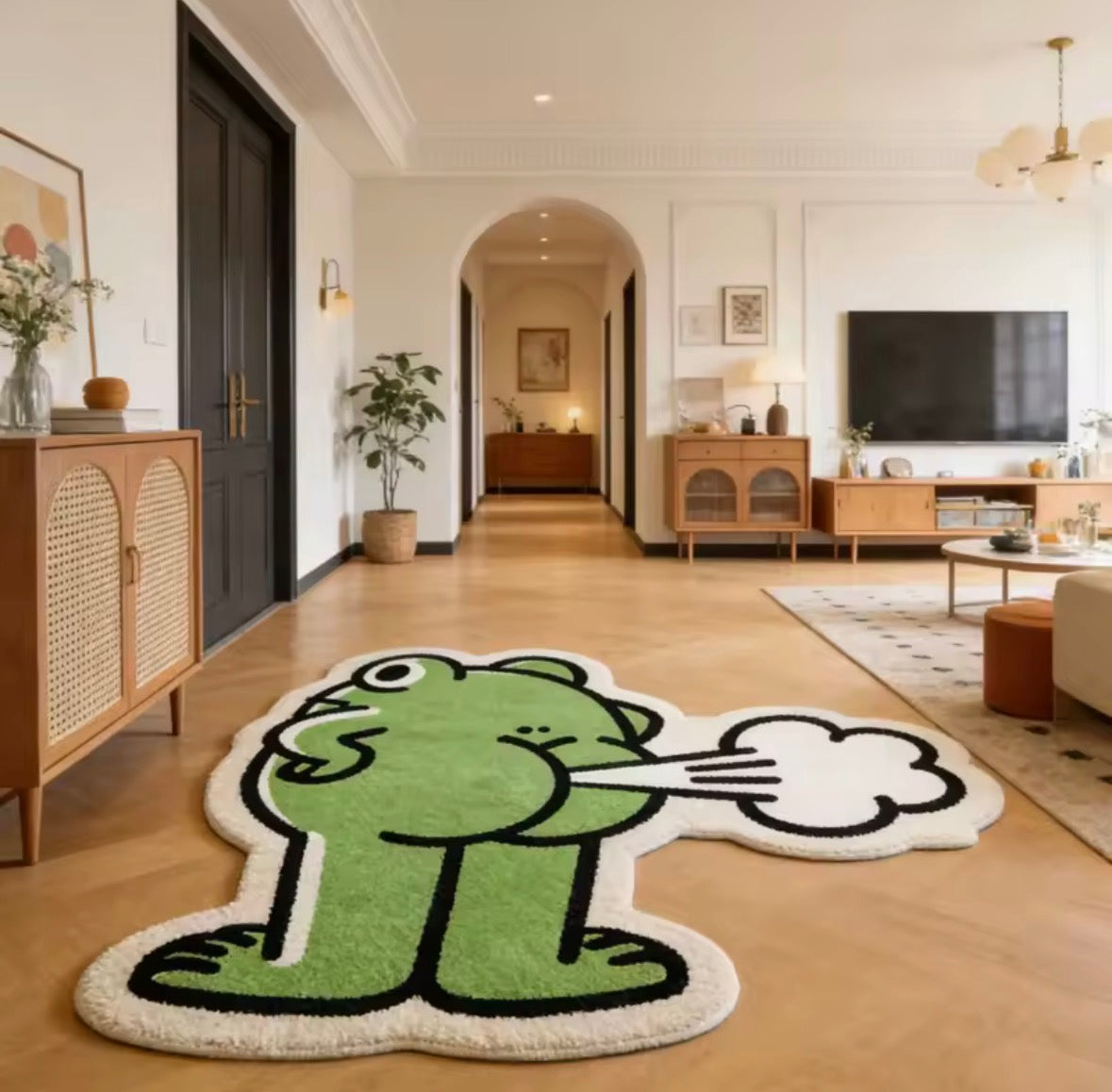 Weird Fart Frog Shaped Carpet 120x120cm Soft Fun Rug Kid Room Bedroom Decor Gift