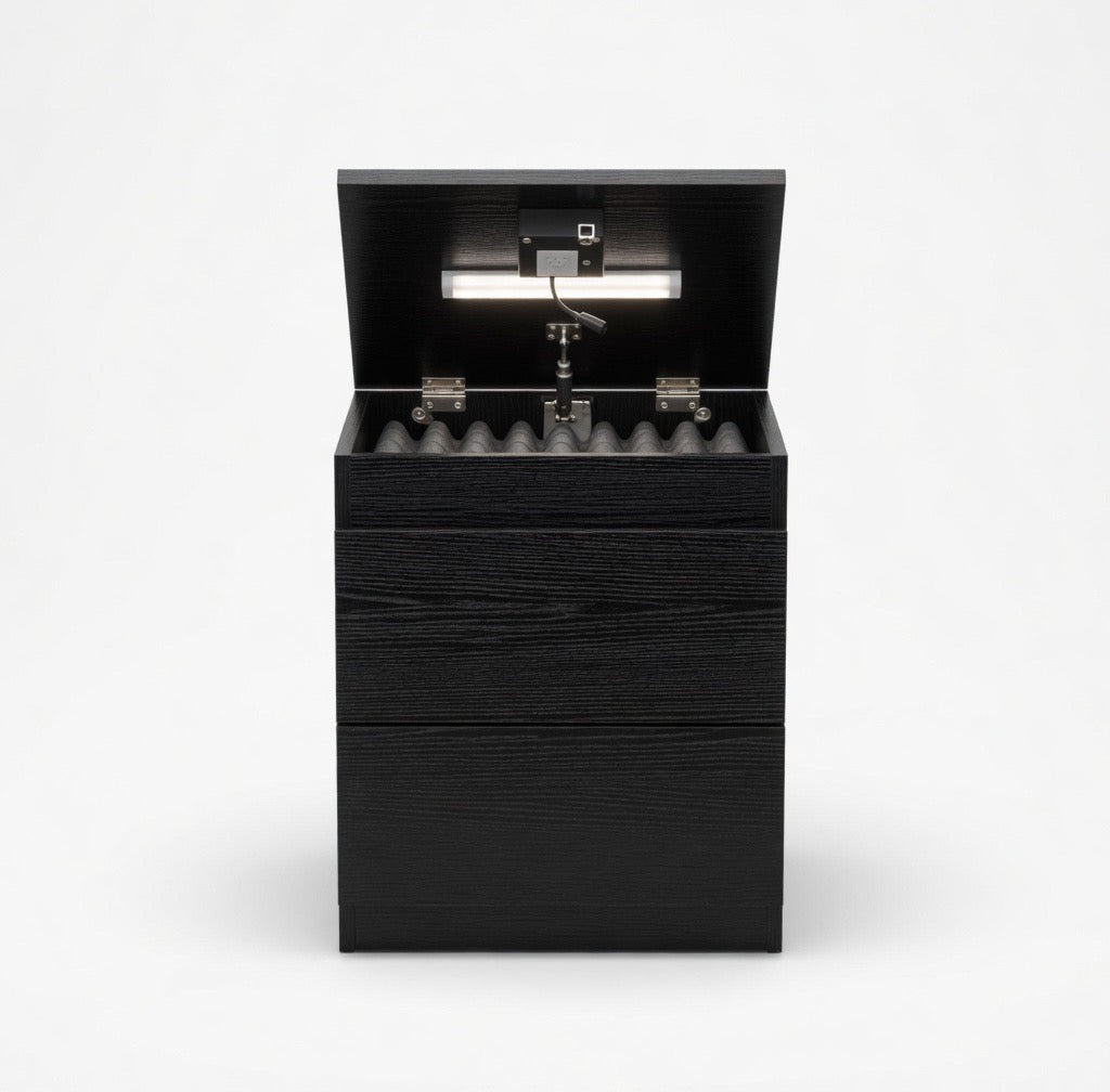 Modern Wood Nightstand with Secret Compartment & Electronic Lock | Hidden Jewelry Organizer Drawer Cabinet Storage | OverSeas Shipping Worldwide approx 8-16 days |