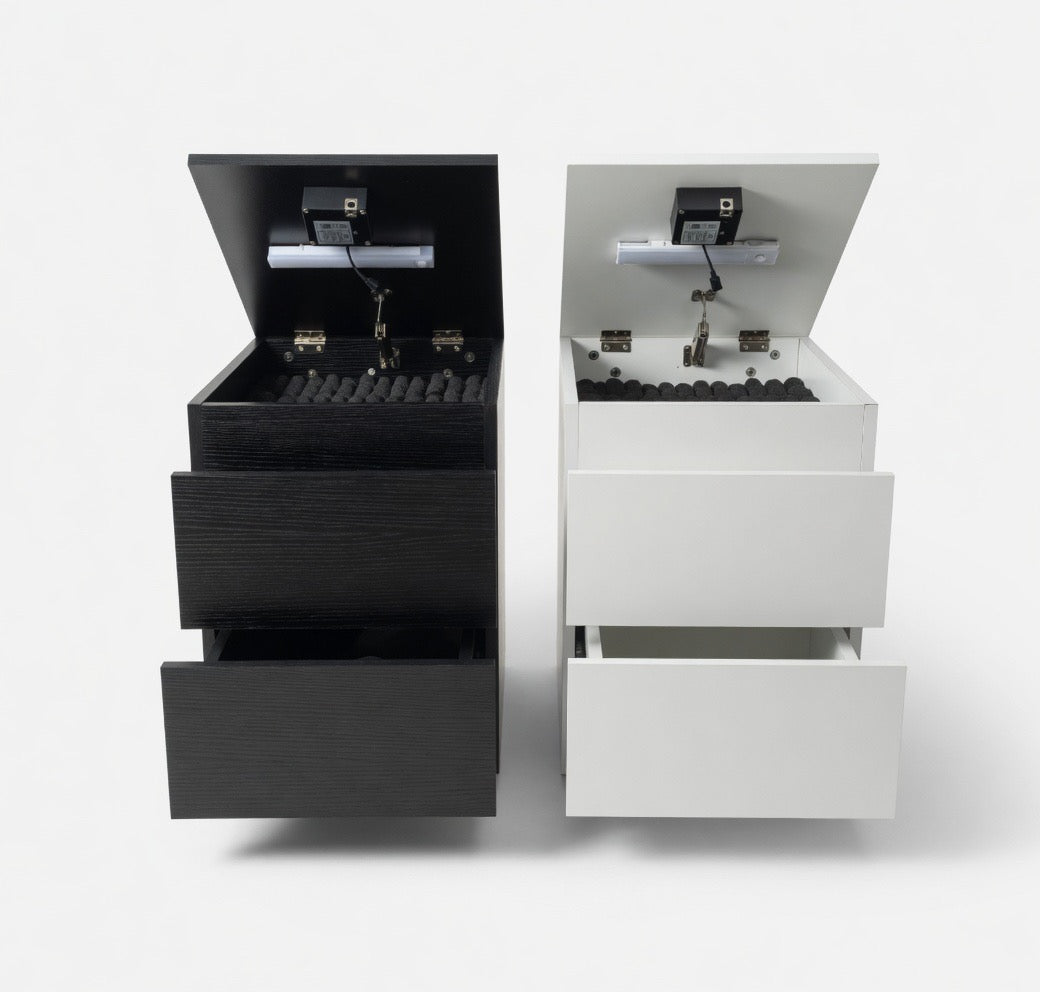 Modern Wood Nightstand with Secret Compartment & Electronic Lock | Hidden Jewelry Organizer Drawer Cabinet Storage | OverSeas Shipping Worldwide approx 8-16 days |