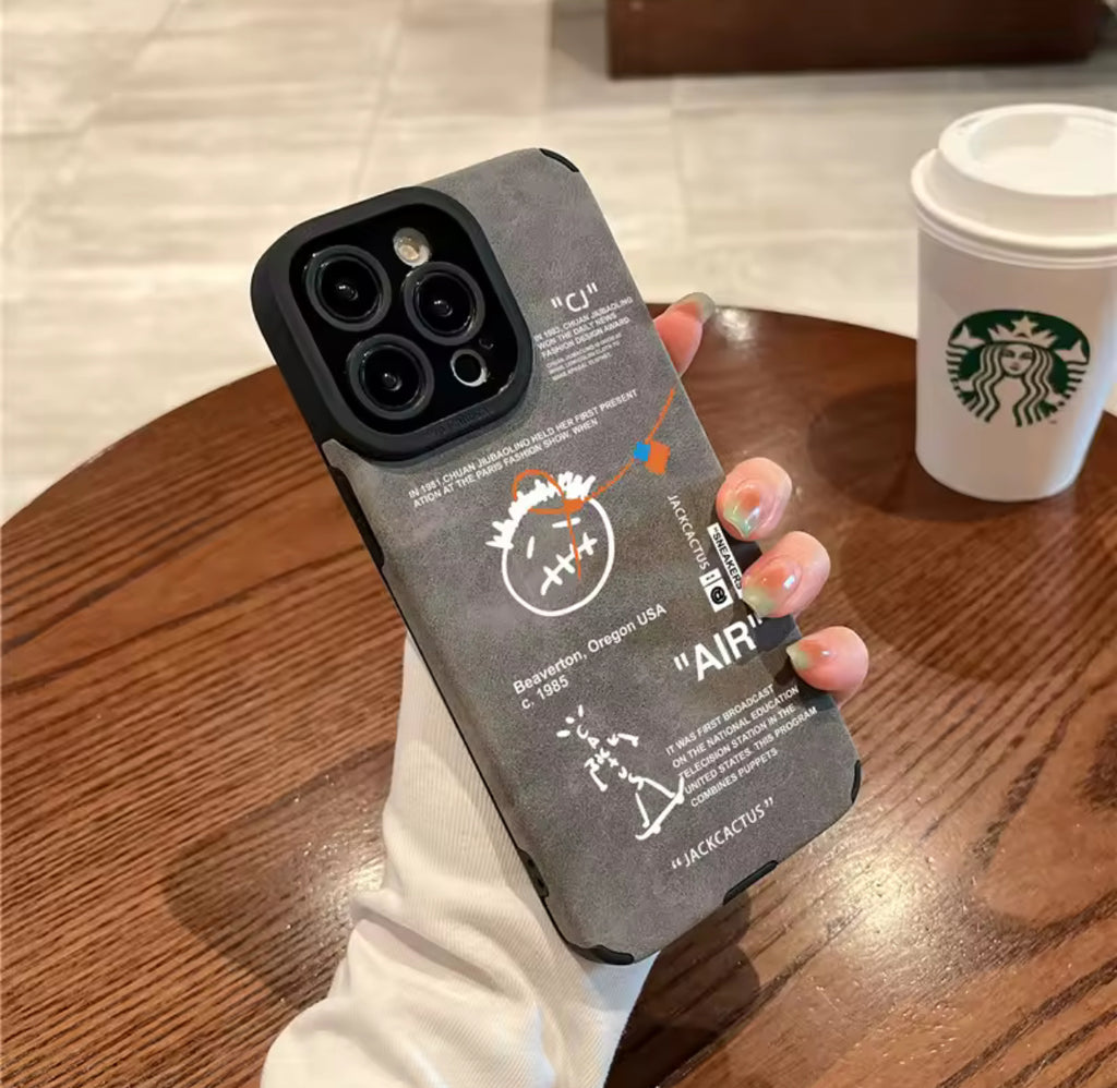 Travis Scott Luxury Sneaker Skateboard Phone Case | Premium Suede Leather for iPhone 11-17 Pro Max
