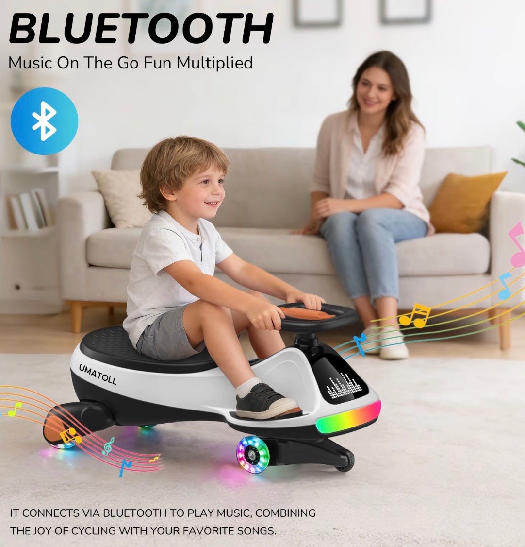 Umatoll 12V Electric Wiggle Twist Car, Ride on Toy with Pedal, Digital Display, Adjustable RGBIC LED Lights & Bluetooth, Kids Birthday Gift for Boys Girls - S7teestore