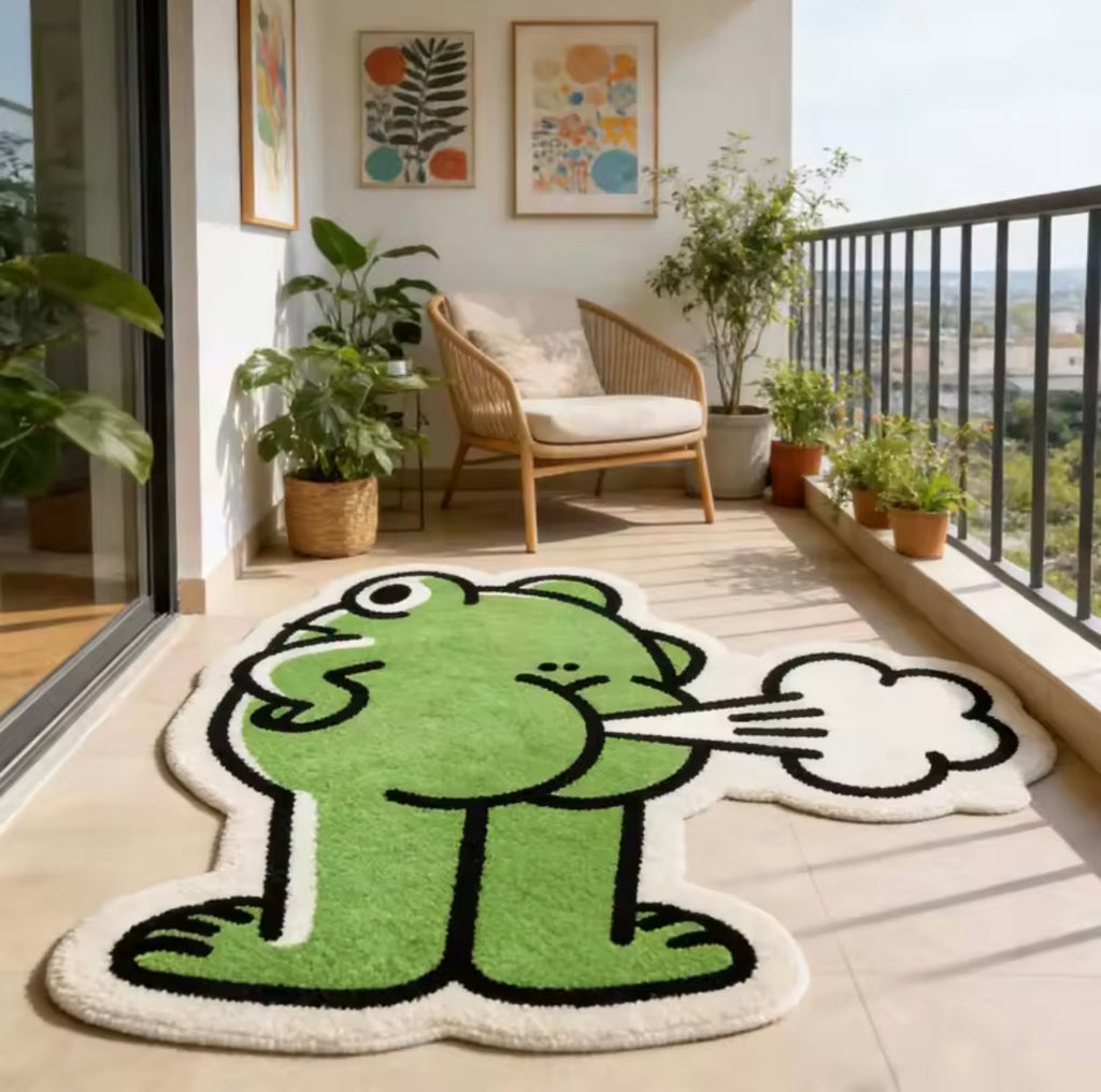 Weird Fart Frog Shaped Carpet 50x50cm Soft Fun Rug Kids Room Bedroom Decor Gift