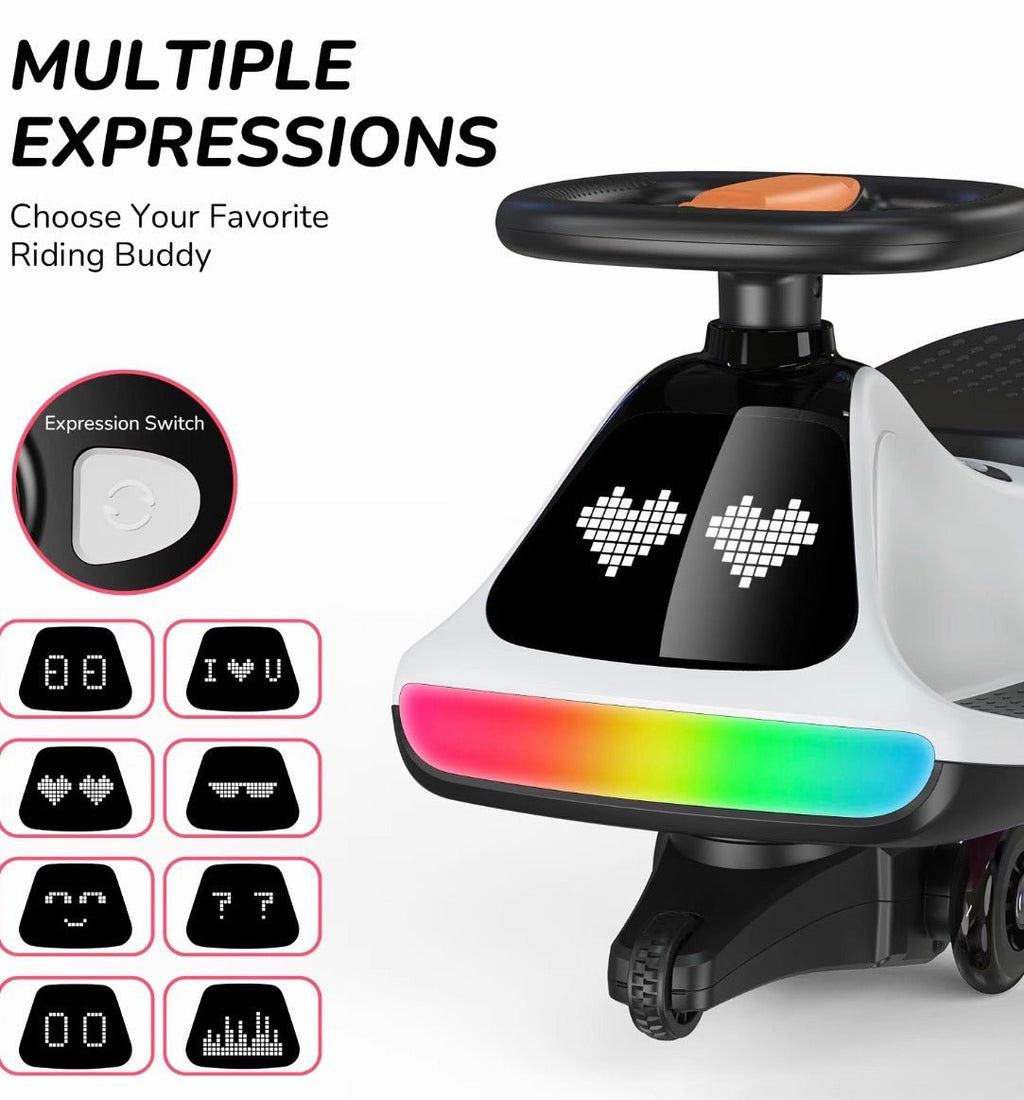 Umatoll 12V Electric Wiggle Twist Car, Ride on Toy with Pedal, Digital Display, Adjustable RGBIC LED Lights & Bluetooth, Kids Birthday Gift for Boys Girls - S7teestore
