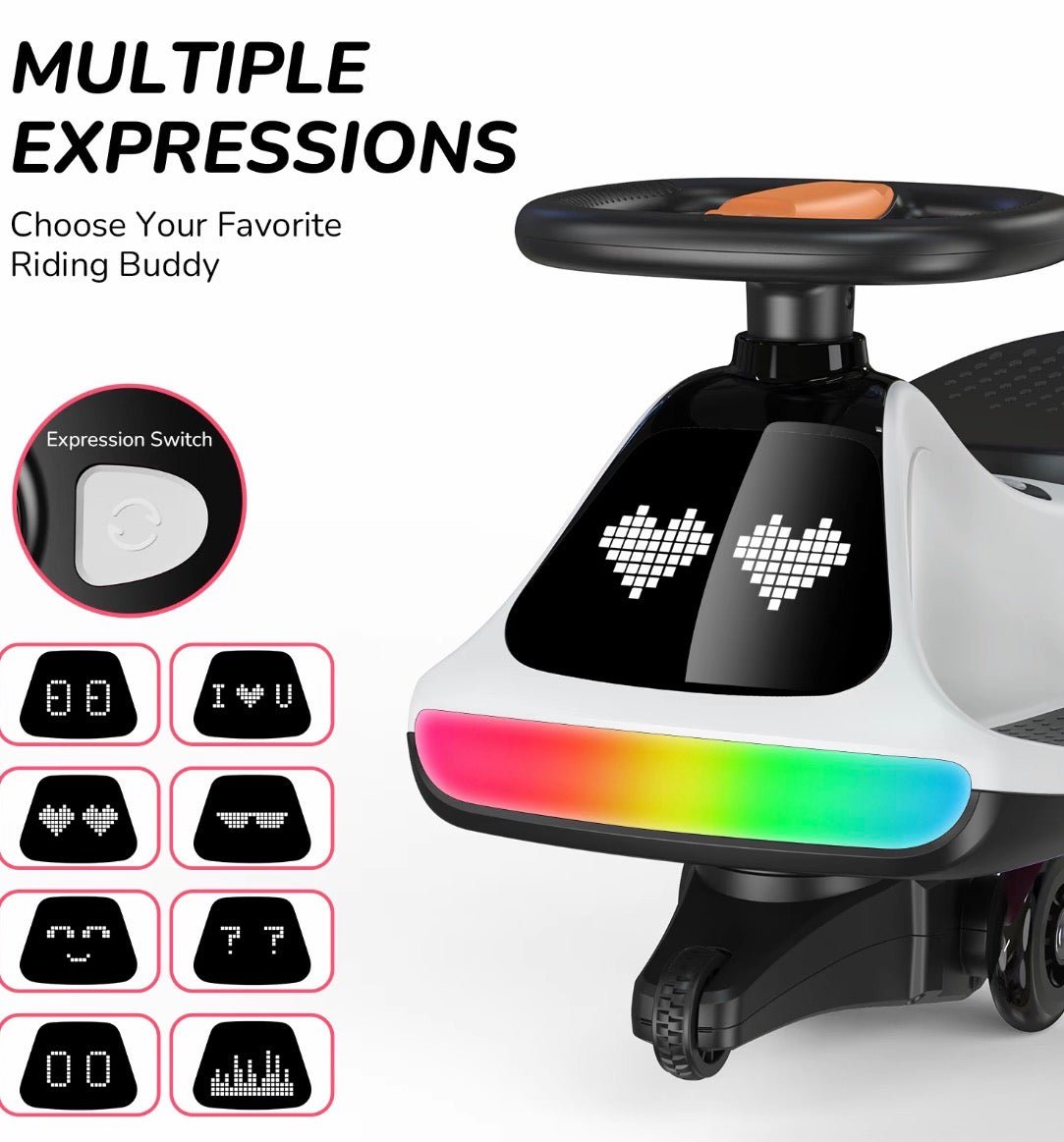 Umatoll 12V Electric Wiggle Twist Car, Ride on Toy with Pedal, Digital Display, Adjustable RGBIC LED Lights & Bluetooth, Kids Birthday Gift for Boys Girls - S7teestore