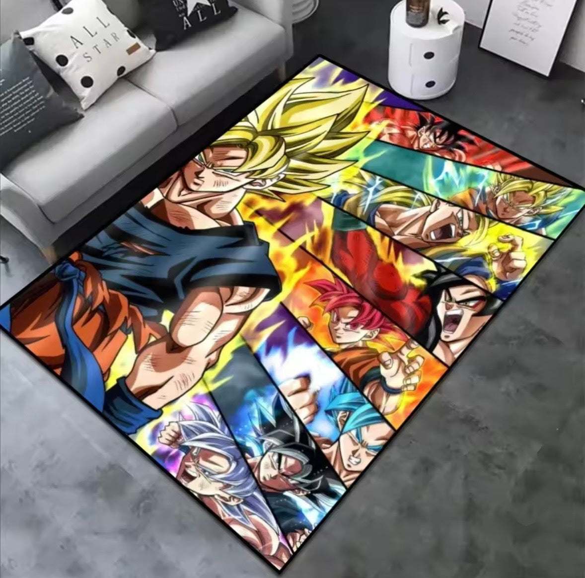 Irregular Area Rugs Anime Dragon Ball Z Goku Different Forms Custom Rug Handmade Carpet Area Rug for Home Decor