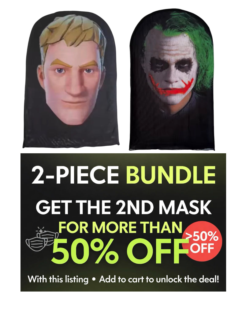 Joker & Fortnite Default Skin 2-Piece Face Mask Bundle | Buy 1 Get 2nd 50%+ OFF
