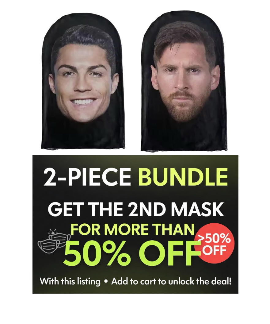 Messi & Ronaldo 2-Piece Football Face Mask Bundle | Buy 1 Get 2nd 50%+ OFF